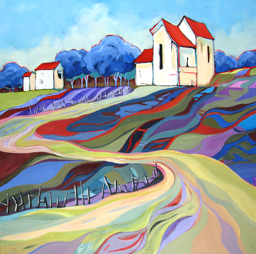 Tapestry Hill - acrylic painting by Carolee Clark