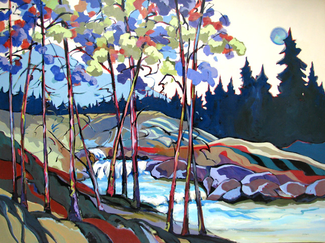 "Upper Silver Creek," contemporary landscape painting by Carolee Clark