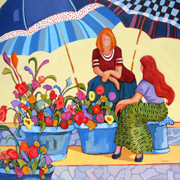 779_bernard_avenue "Sales Are Bright" figure painting by Carolee Clark